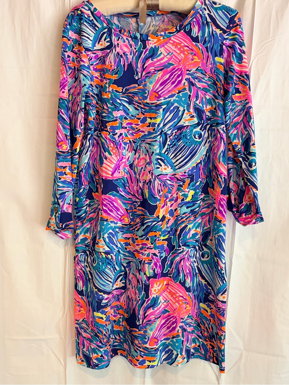 Lilly Pulitzer Multicolor Tropical Print Shift Dress — Navy, Pink, Teal & Orange